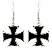 Ohrringe - Eisernes Kreuz - schwarz