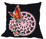 Kissen - Schwarze Sonne - Schmetterling/Pink