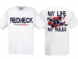 T-Hemd - Redneck - My Life my Rules - weiß