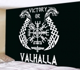 Wanddekoration - Tuch - Victory or Valhalla - schwarz/weiß - 200x150cm