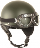 Helm - Halbschale mit Brille - oliv