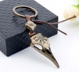 Schlüsselanhänger - Raben Schädel mit Wikinger Kompass - Bronze