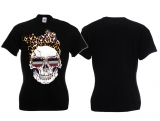 Frauen T-Shirt - Leoparden Schädel - schwarz