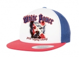 Cap White Power - Dog Face - Südstaaten - Hund - 3-Tone - rot-weiß-royal - Trucker Cap