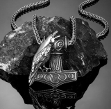 Halskette - Thors Hammer mit Rabe