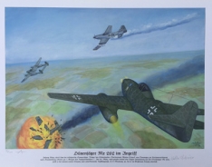 Poster - Kunstdruck - Düsenjäger Me 262 im Angriff