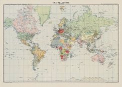 Bildwandkarte - Weltkarte von 1941 - Großdeutsches Reich und Kolonien