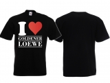 Frauen T-Shirt - I Love Goldener Löwe - schwarz +++RAUSVERKAUF+++