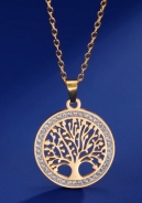 Halskette - Lebensbaum - rund gold Optik