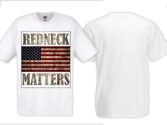 T-Hemd - Redneck Matters - US Flagge - weiß