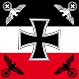 Fahne - 120x120 - Eisernes Kreuz mit vier Reichsadlern - S/W/R (70)
