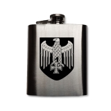 Flachmann - Edelstahl - chrom matt - 225 ml - Wappen mit Reichsadler