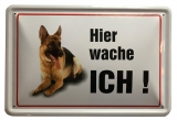 Blechschild - Hier wache ich - Deutscher Schäferhund - BS129 (153)