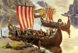 Wandbild - Das Osebergschiff – Ausfahrt der Wikinger
